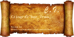 Czingráber Irma névjegykártya
